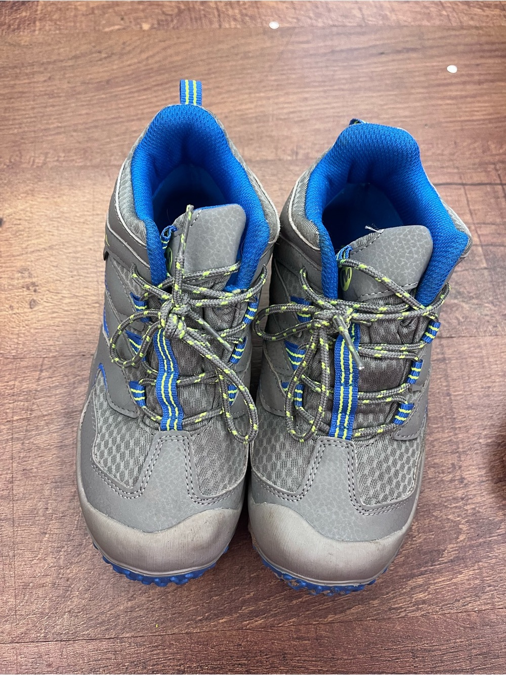 Merrell Chameleon 7 Hiking Boot, Grey/Blue, 2 US Waterproof Little Kid